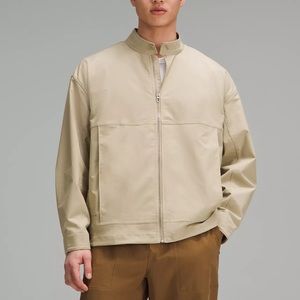 Khaki Smooth Twill Full-Zip Jacket